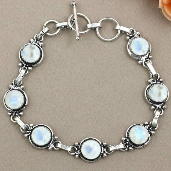 - 925 Sterling Silver Moonstone Gemstone Bracelet - Picture 2 of 6
